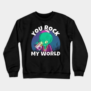 Alien Rock My World - Alien With Boombox Crewneck Sweatshirt